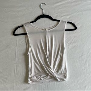 White Sleeveless Twisted Crop Top
